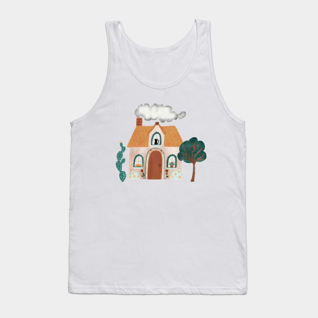 Cozy Cottage Scene Tank Top by tangerinetane